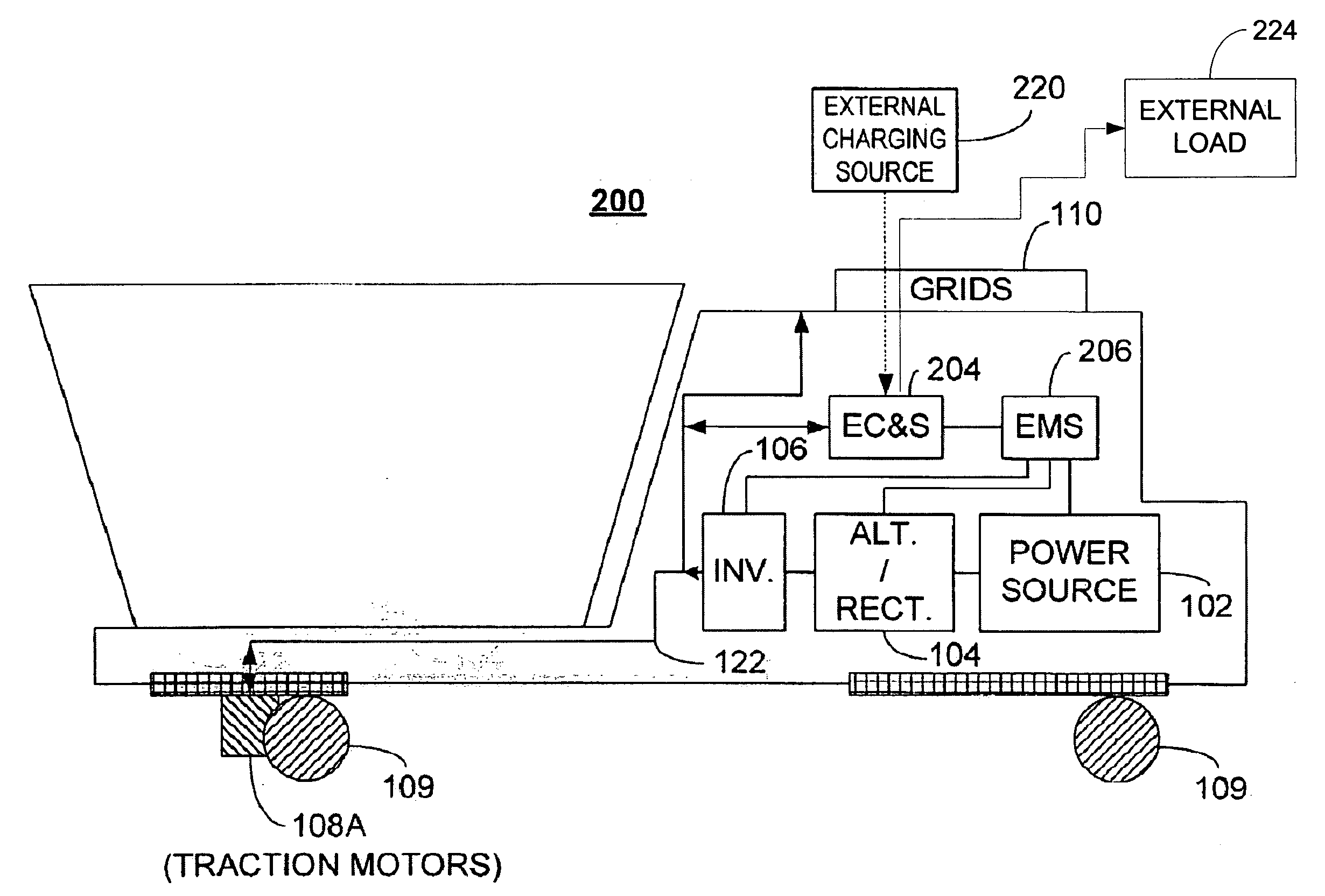 Hybrid energy off highway vehicle electric power management system and method