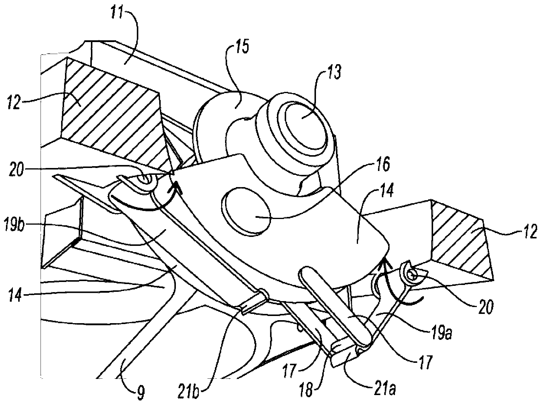 Device for shifting a propeller into reverse, comprising an actuator acting on a crank pin