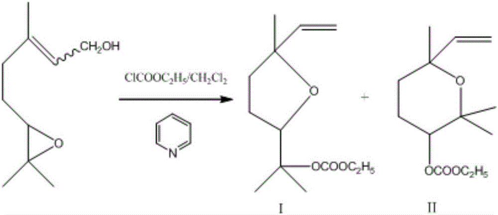 Preparation method for carbonic acid linalool oxide (pyran type and furan type) ester ethyl ester
