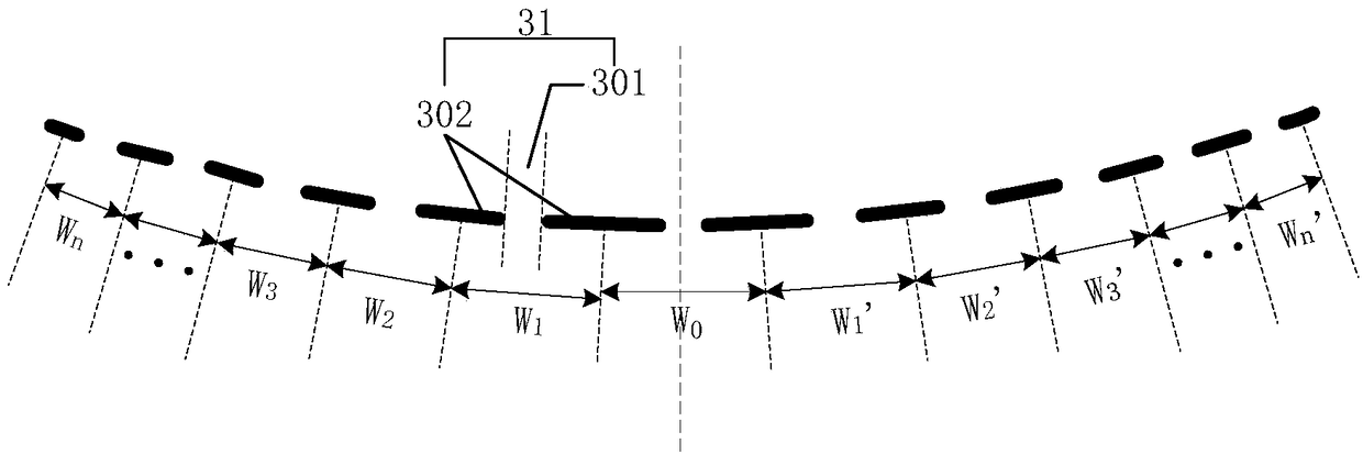 Curved grating and curved display device