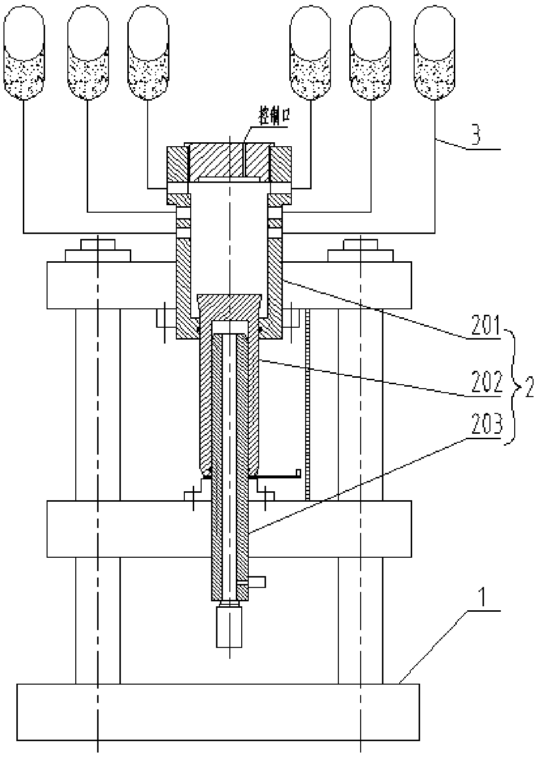 A pressure self-buffering large flow safety valve test device