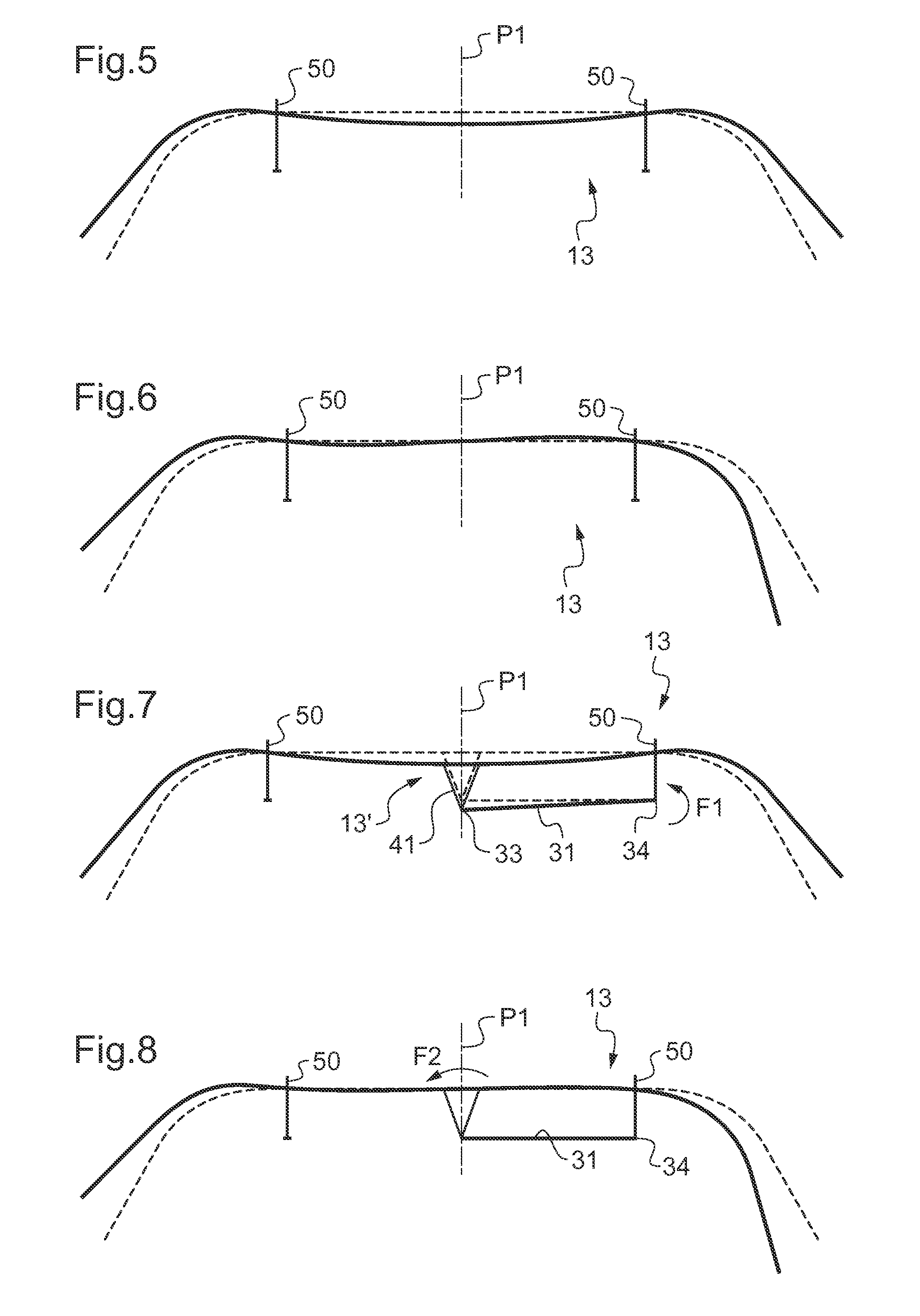 Landing gear provided with a stiffener for increasing its stiffness in roll, and an aircraft