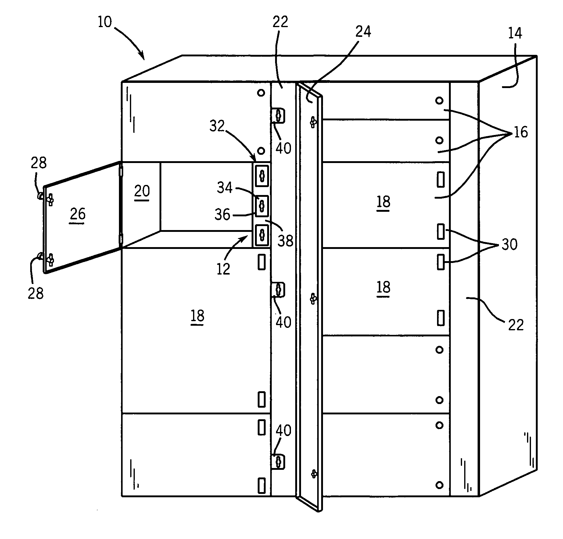 Common structure and door for multiple door electrical enclosure latching systems
