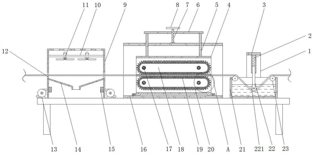 A linear metal material wire drawing device