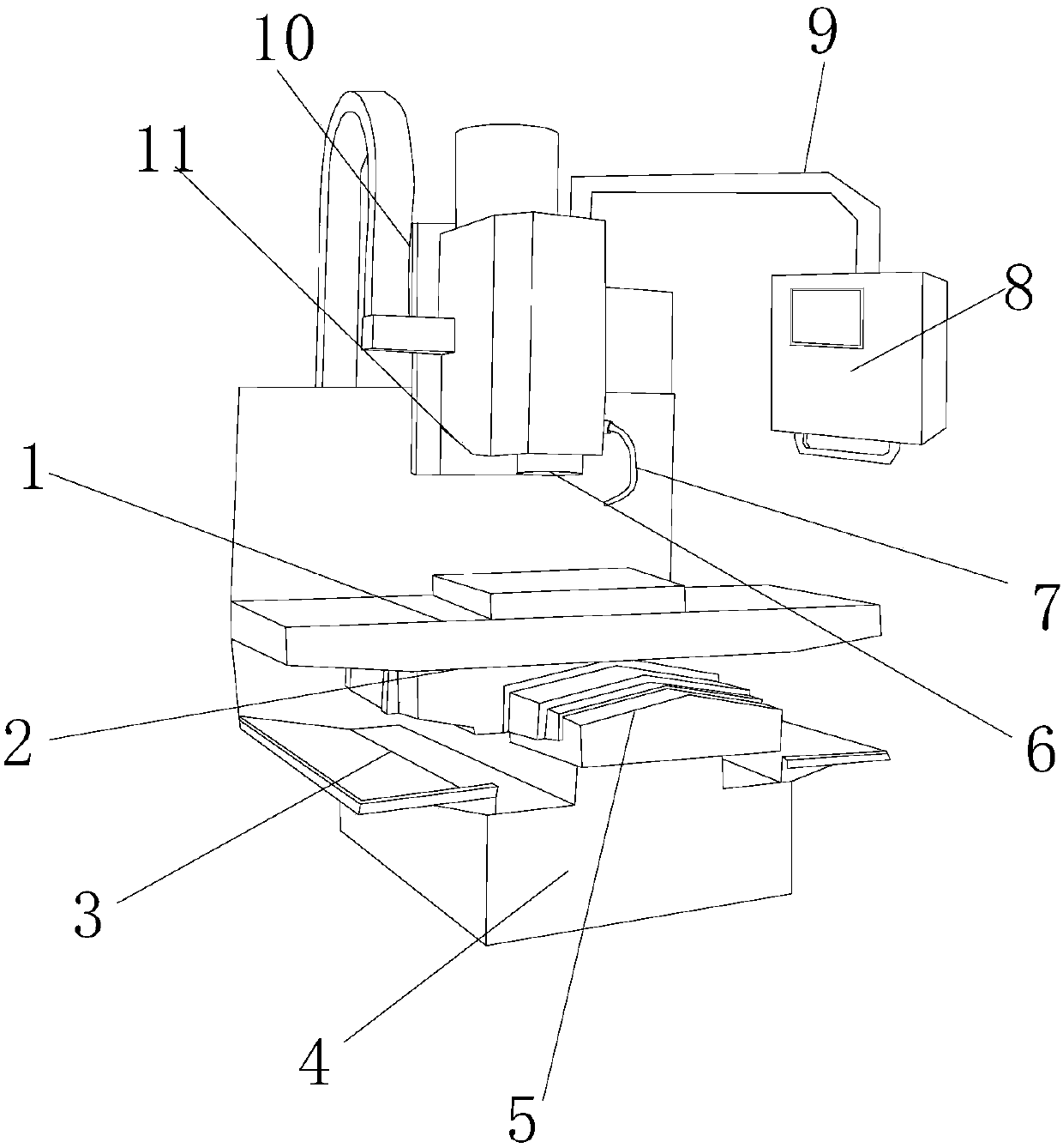 Light open type three-axle linkage numerical control milling machine