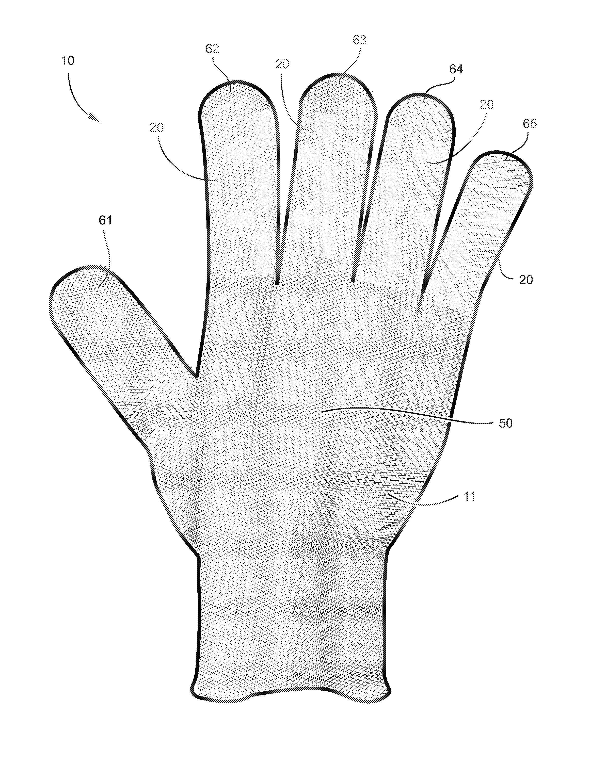 Protective glove with enhanced exterior sections