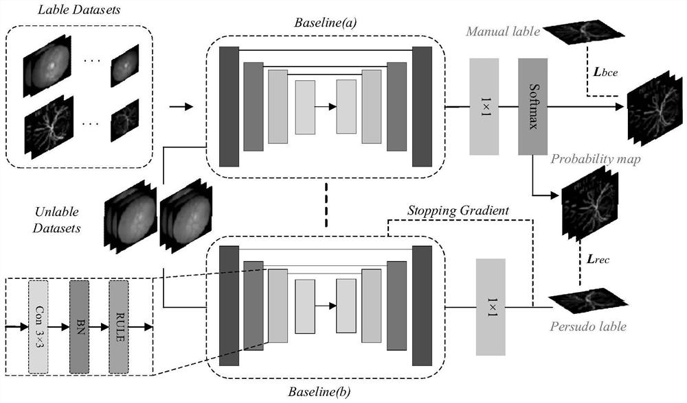 Fundus blood vessel image segmentation method based on self-supervised learning