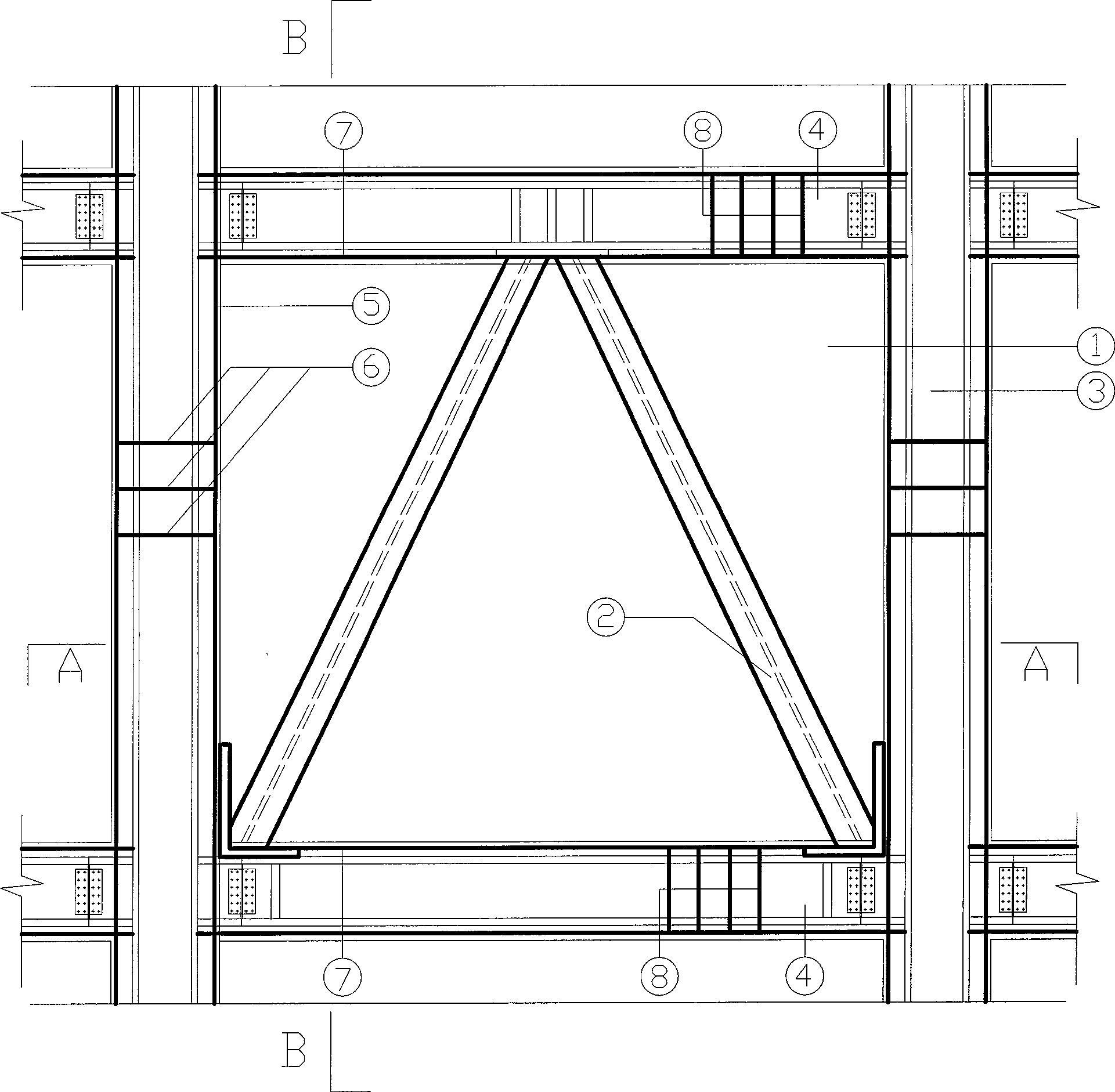 Steel truss-steel plate combined shear wall and method for producing the same