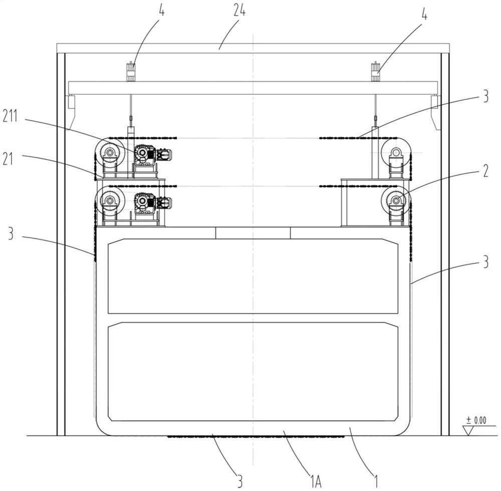 Sinking construction device for underground building with on-site construction bottom and fabricated top