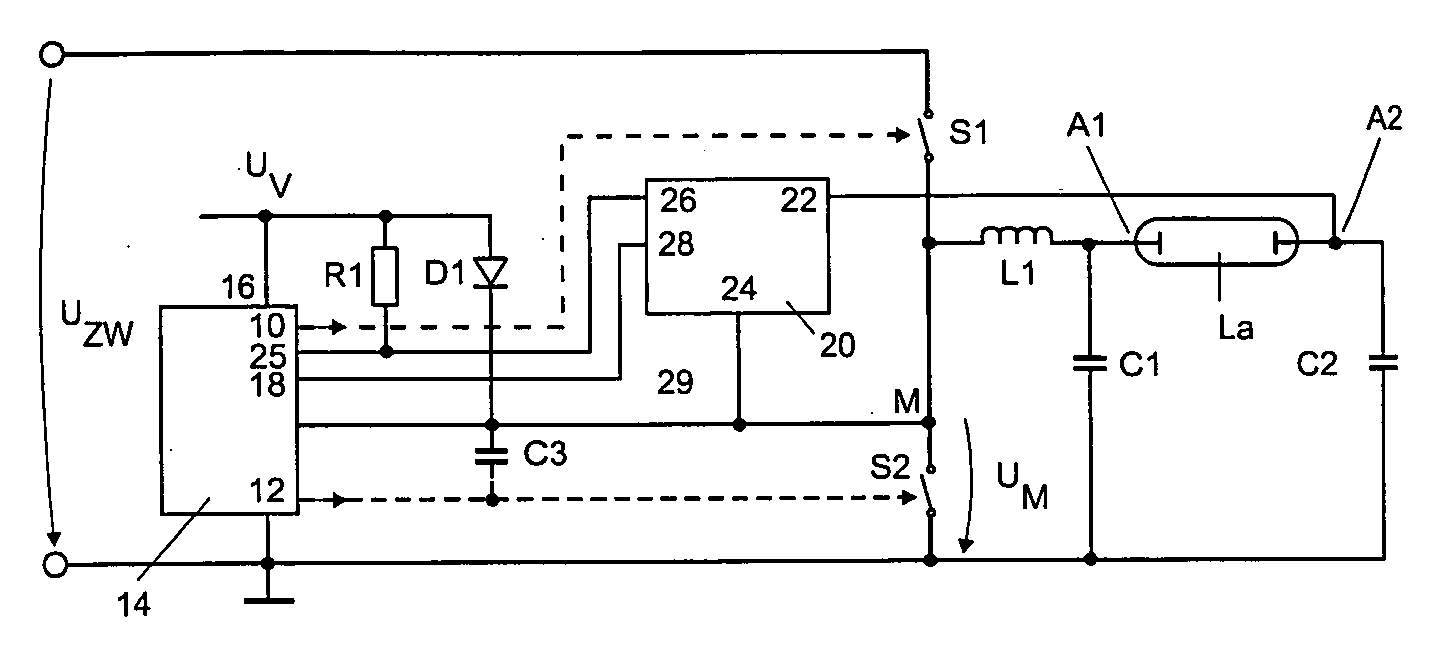 Electronic ballast for a lamp