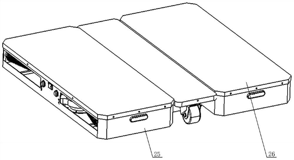 An intelligent cooperative trolley carrier with a rotating clamp with self-adaptive wheelbase