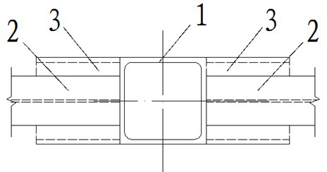 Connecting node of square steel pipe column, H-shaped steel beam and L-shaped ribbed plate
