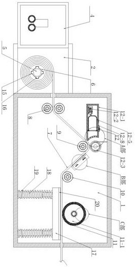 A gluing device for tape production that can clean the dust on the surface of the tape