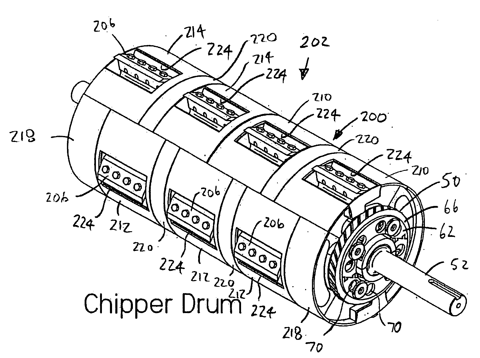 Interchangable chipper inserts for wood grinder