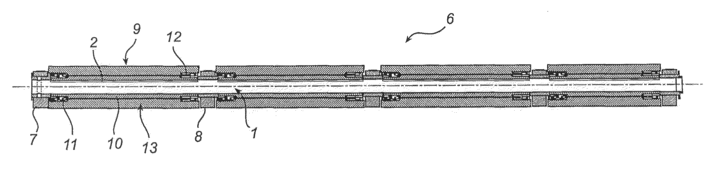 Non-rotating shaft for a continuous casting machine