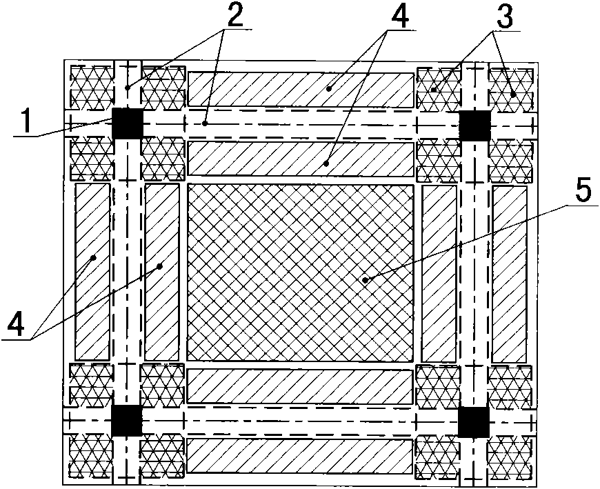 Slab-column structure hollow slap with mixed use of filling rod and filling box