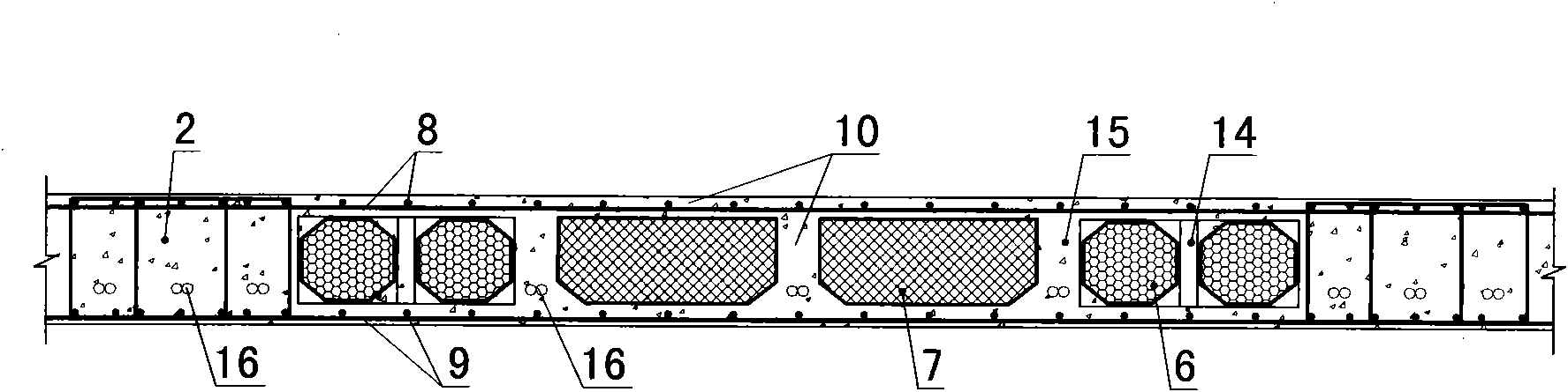 Slab-column structure hollow slap with mixed use of filling rod and filling box