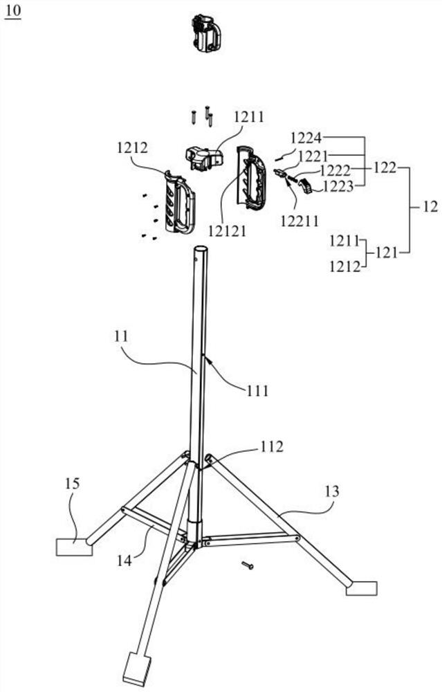 Tripod for camping lamp and camping lamp
