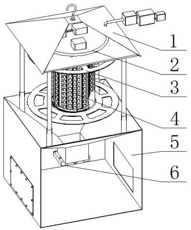 Lamp enhanced type thermoelectricity killing and collecting device for agricultural pests on illumination flexible induction heat regulation and control