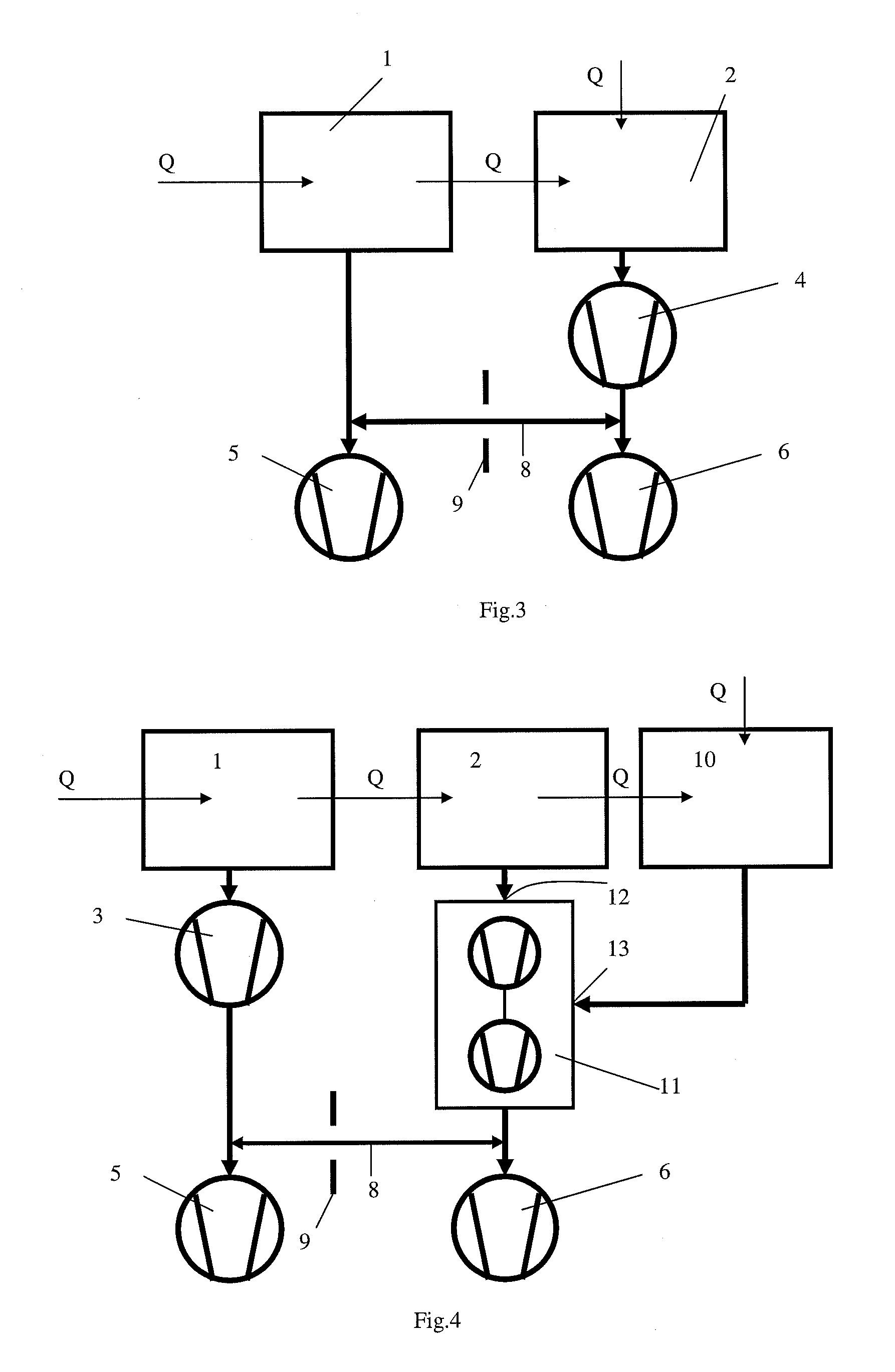 Pumping system for evacuating gas from a plurality of chambers and method for controlling the pumping system