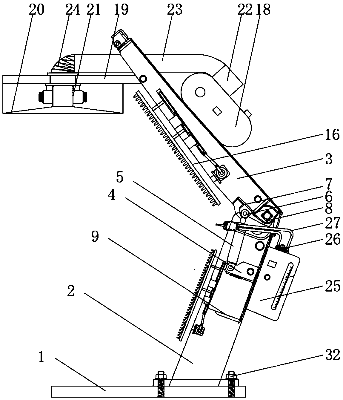 Operating table board angle grinding device