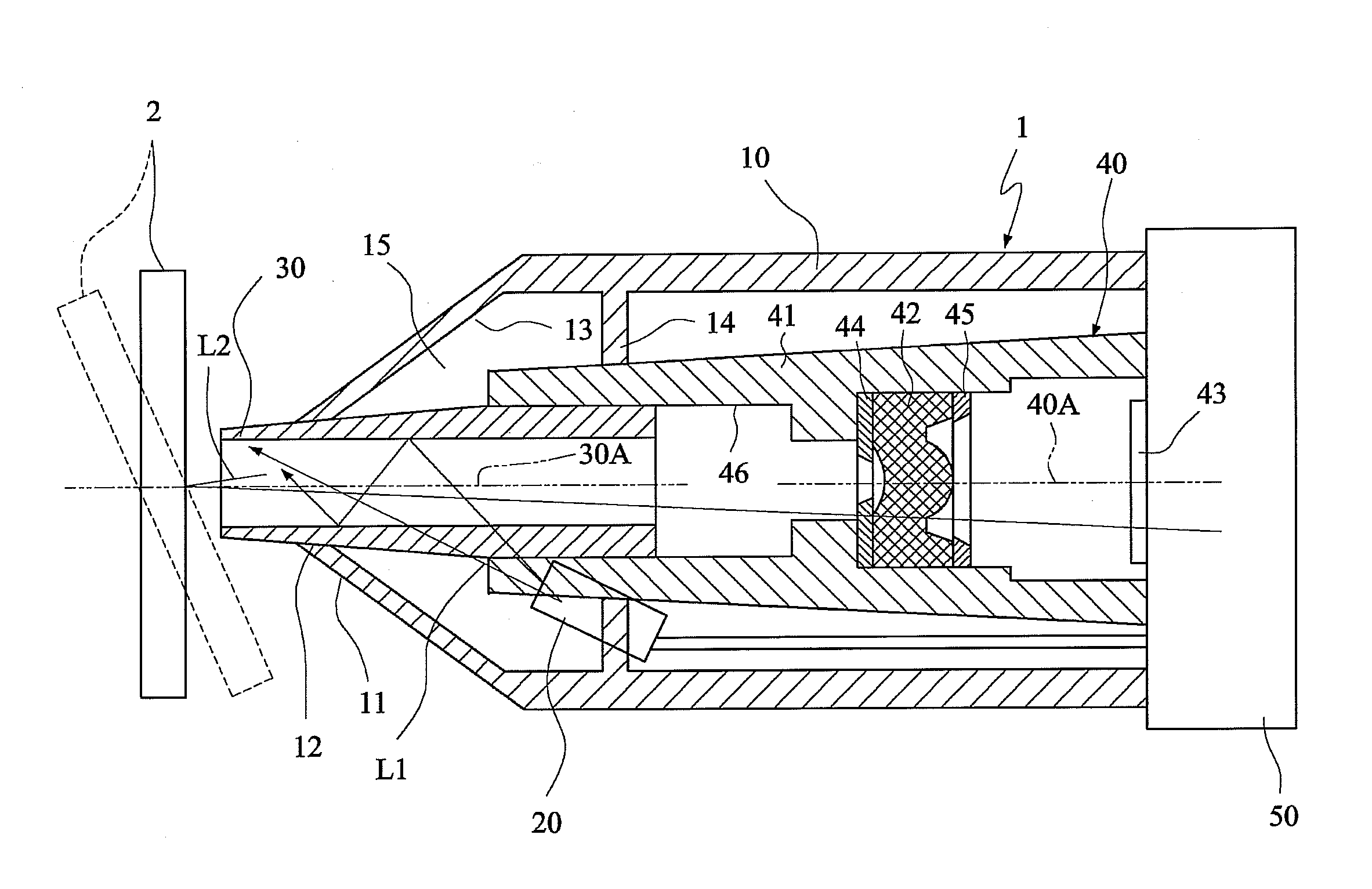 Optical head with diffuser structure