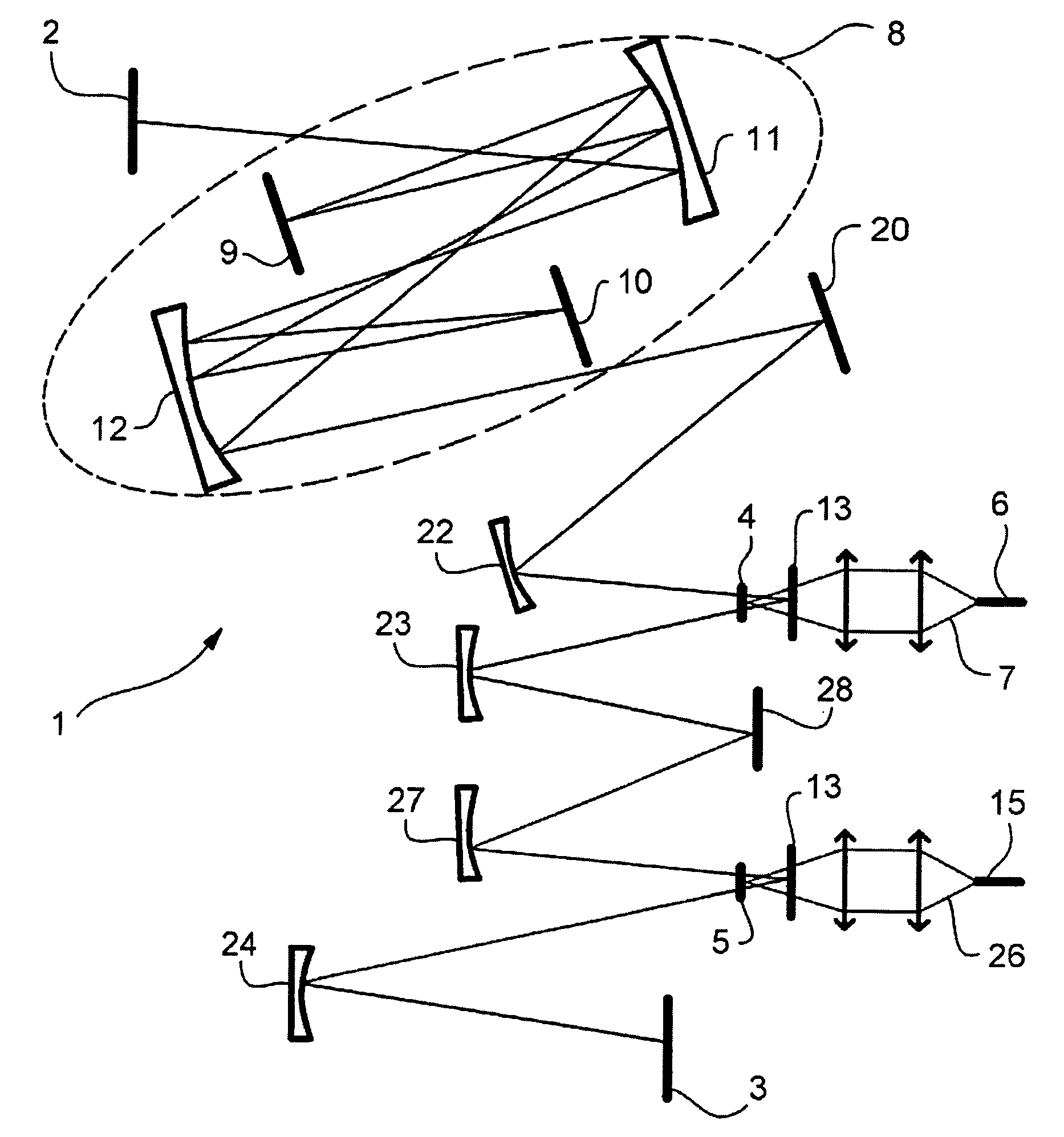 Ultra-short laser source with rare earth ions and stable pulse train and device for lengthening a laser cavity