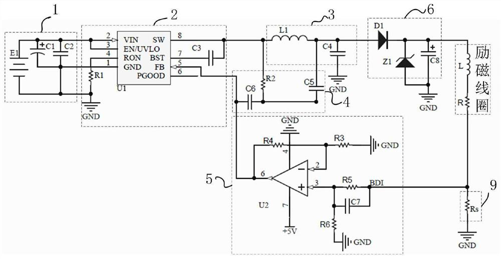 Electromagnetic flowmeter excitation control system based on differential compensation PFM modulation