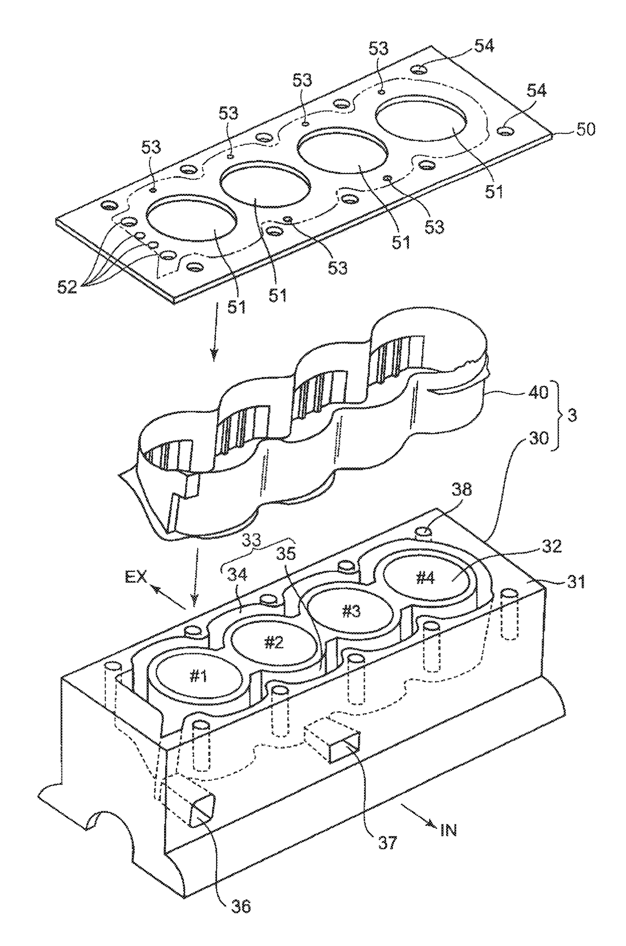 Cooling device for multi-cylinder engine