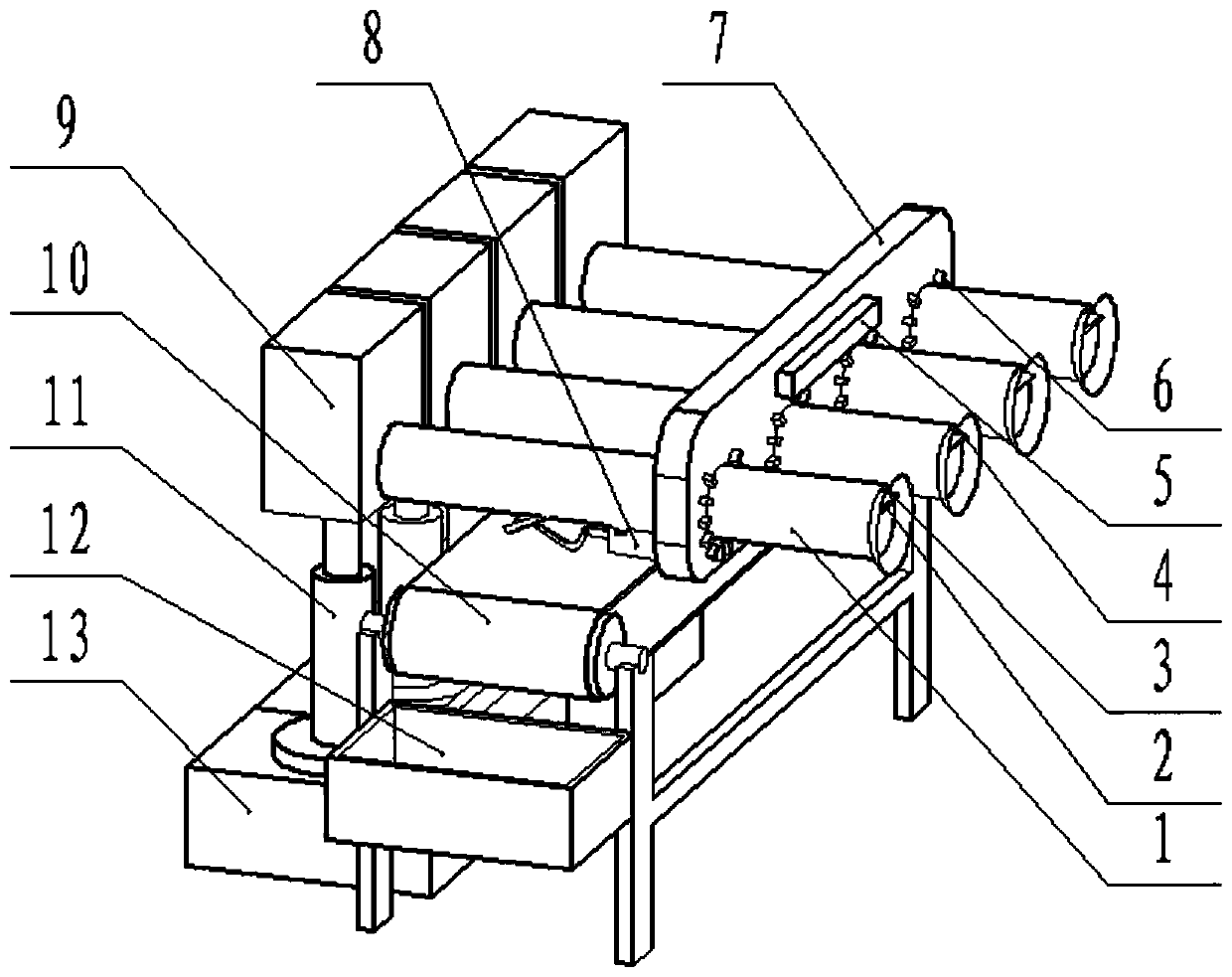 Strawberry picking equipment and picking method in rows of adsorption pipes