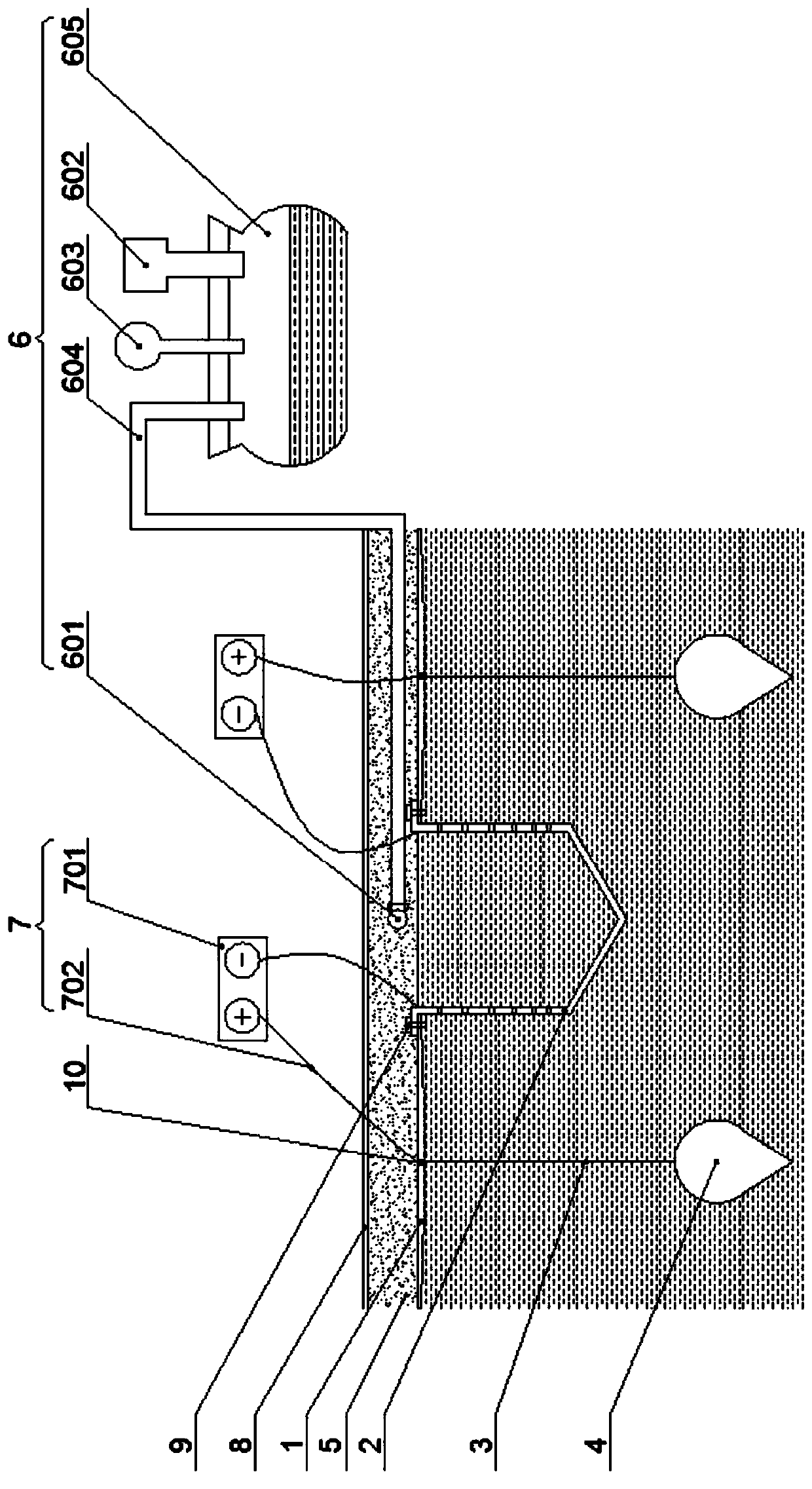 Prograding mudflat foundation reinforcing device and construction method thereof