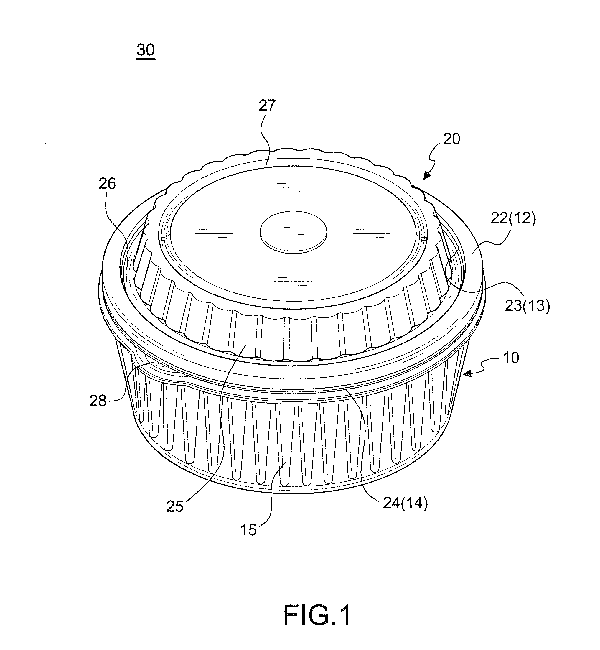 Circular food container with double sealing structure