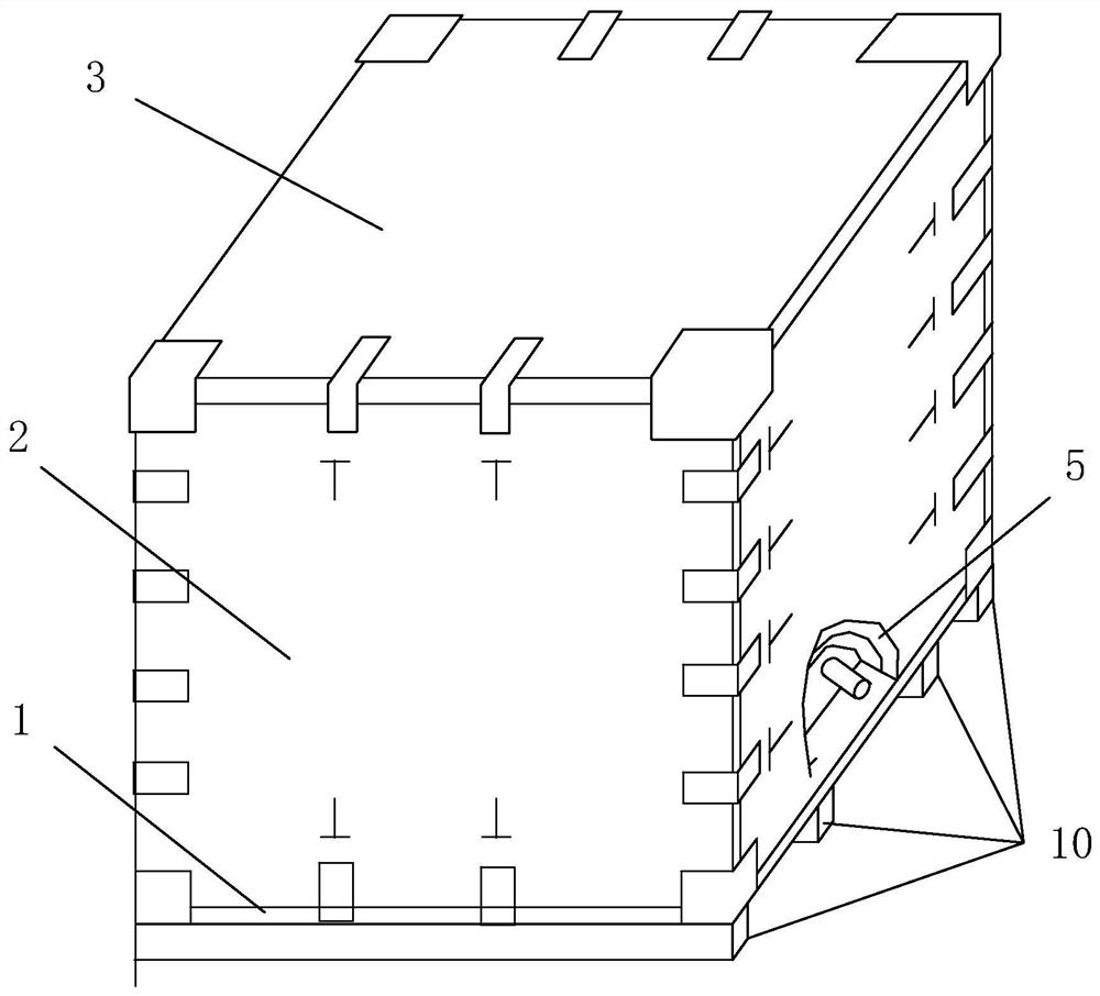 Self-discharging folding turnover wooden ton box