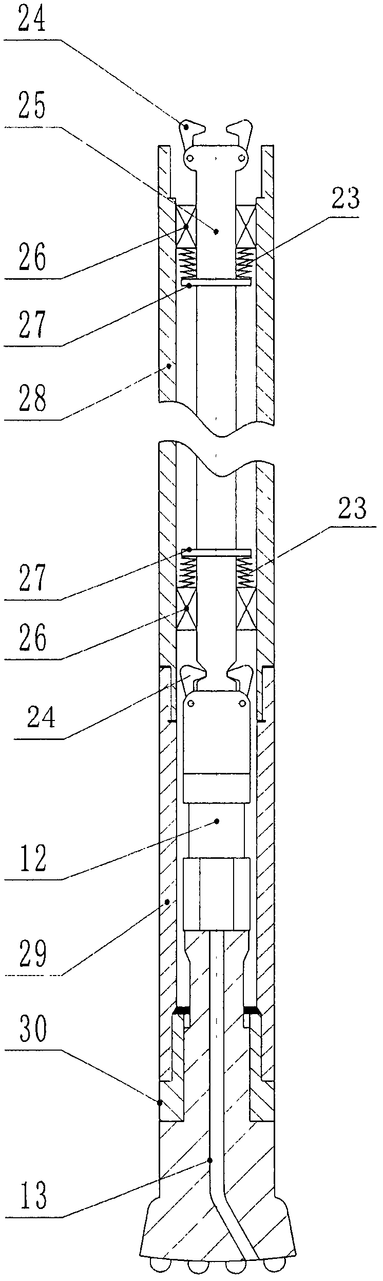 Rotary impact type rock drilling machine and double-layer drilling rod mechanism