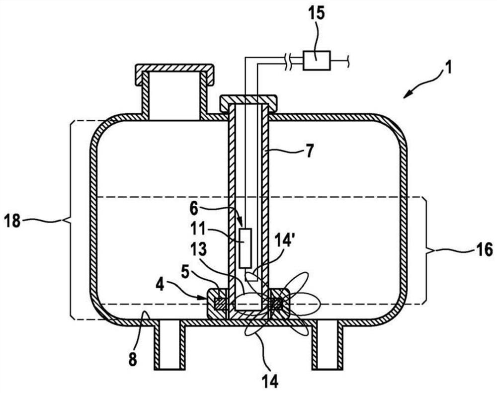 Fluid container having device for fill level monitoring