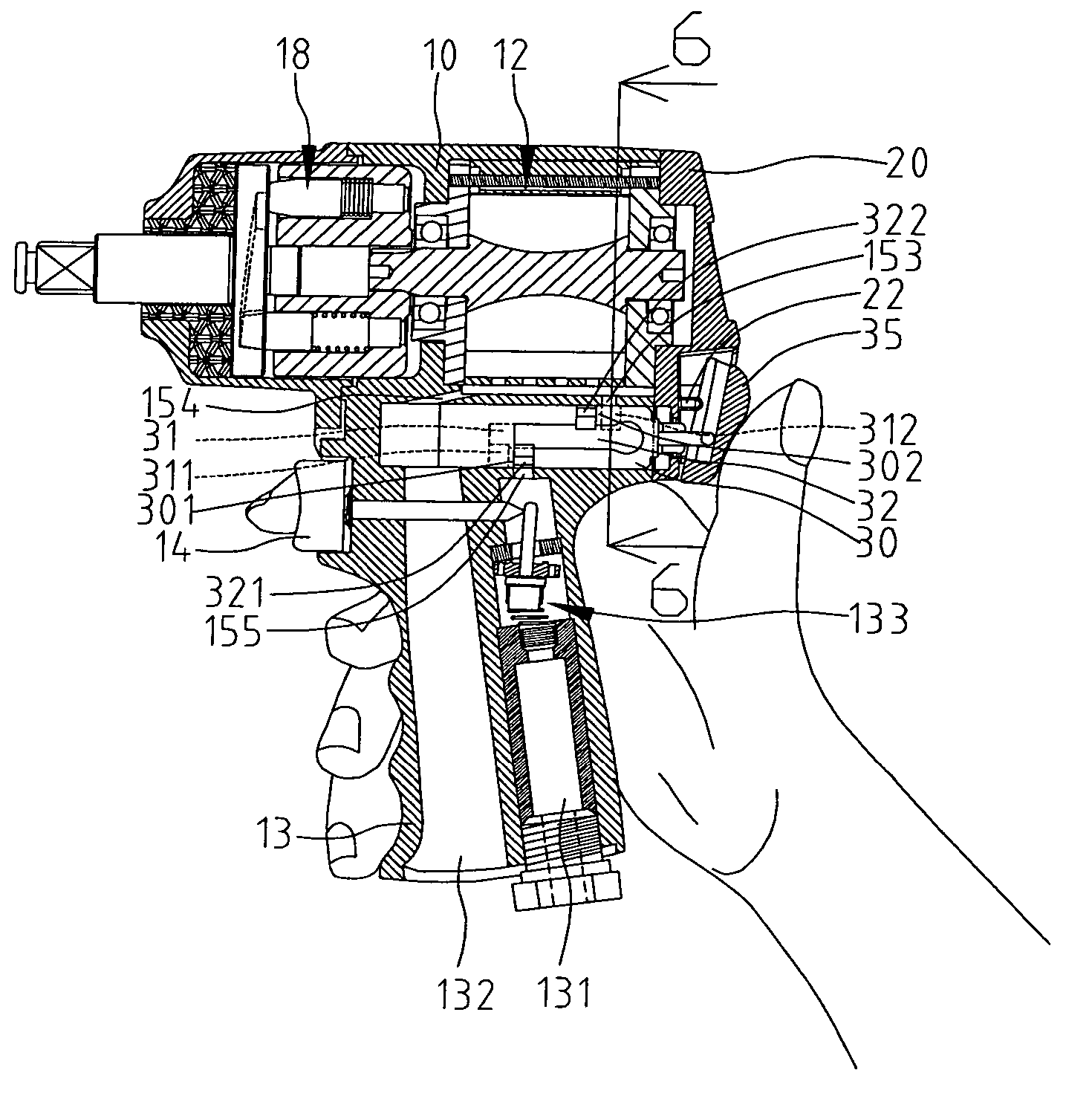 Pneumatic tool with direction switch operable with single hand