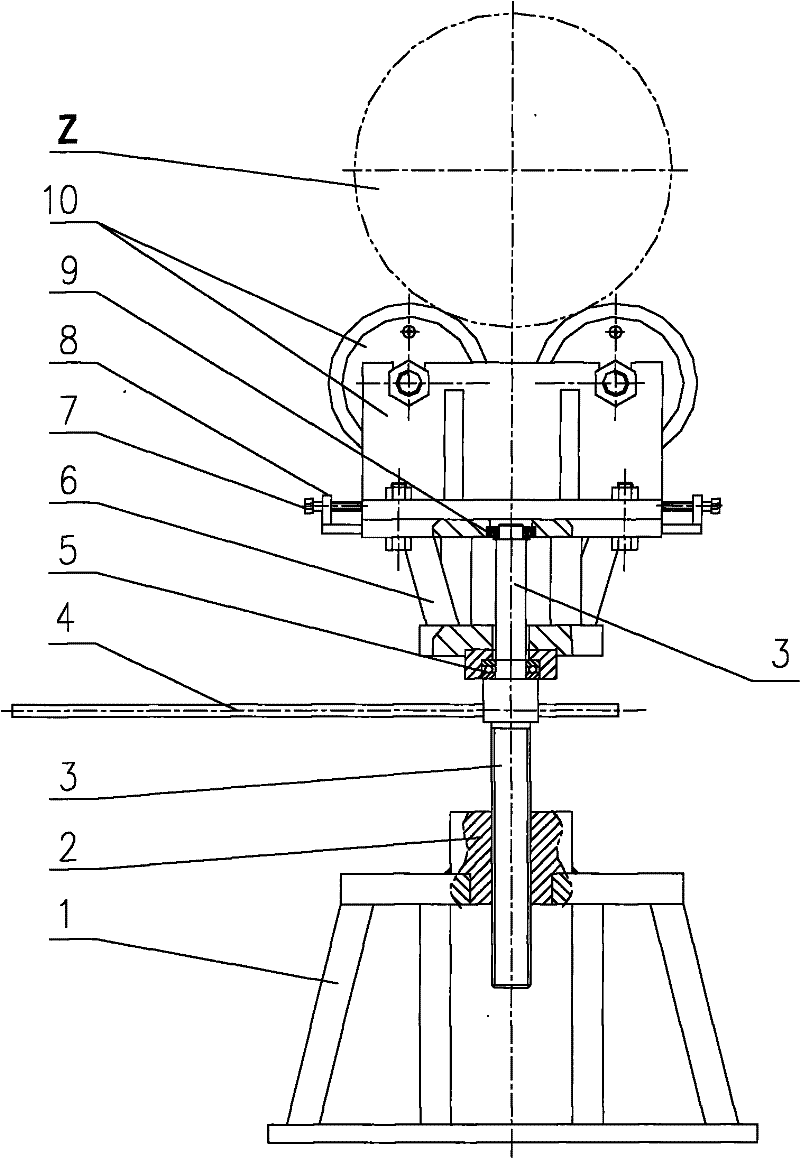Bracket for use in processing of heavy spindle of large turbine generator