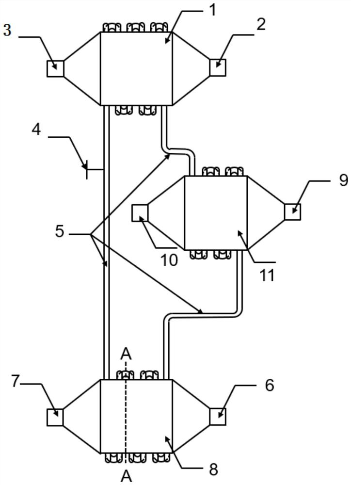 Separated type three-flow heat exchanger