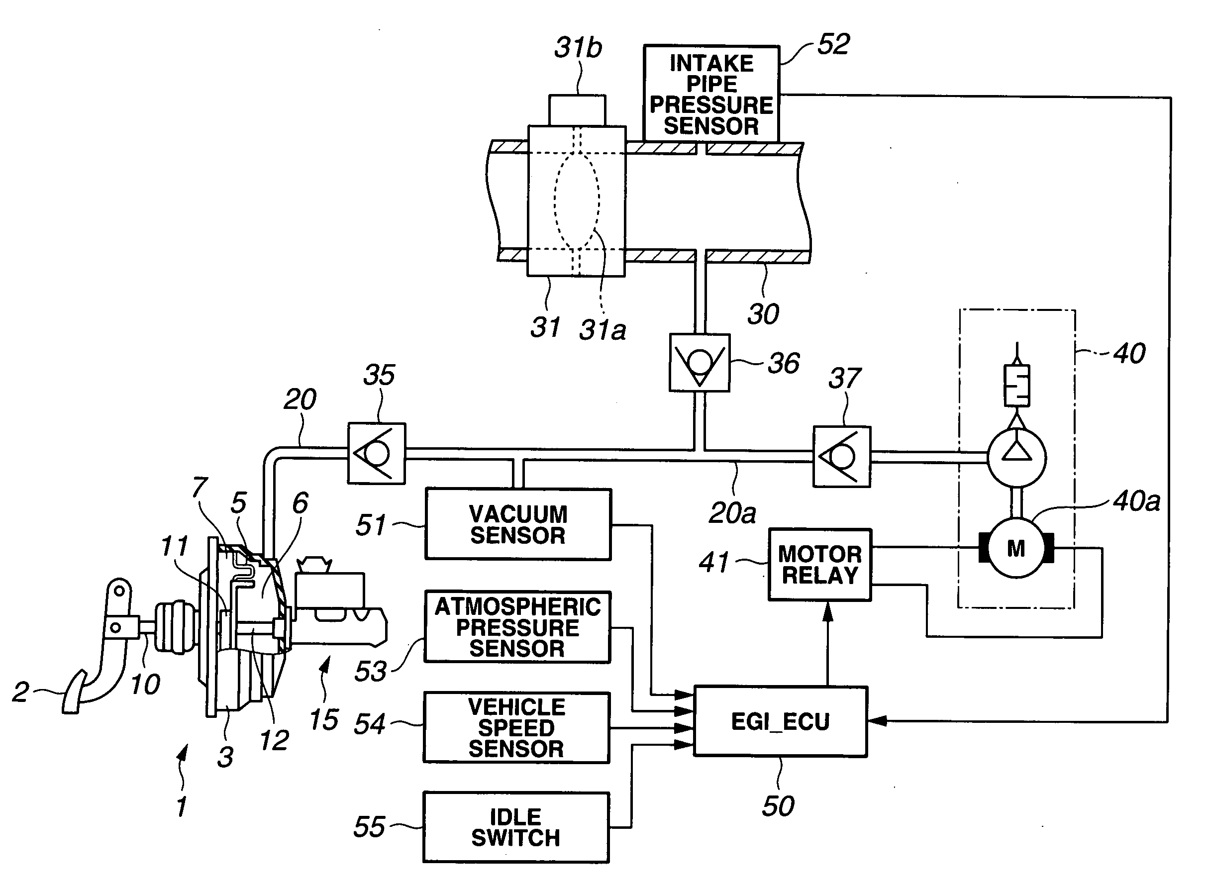 Control system for brake vacuum pump