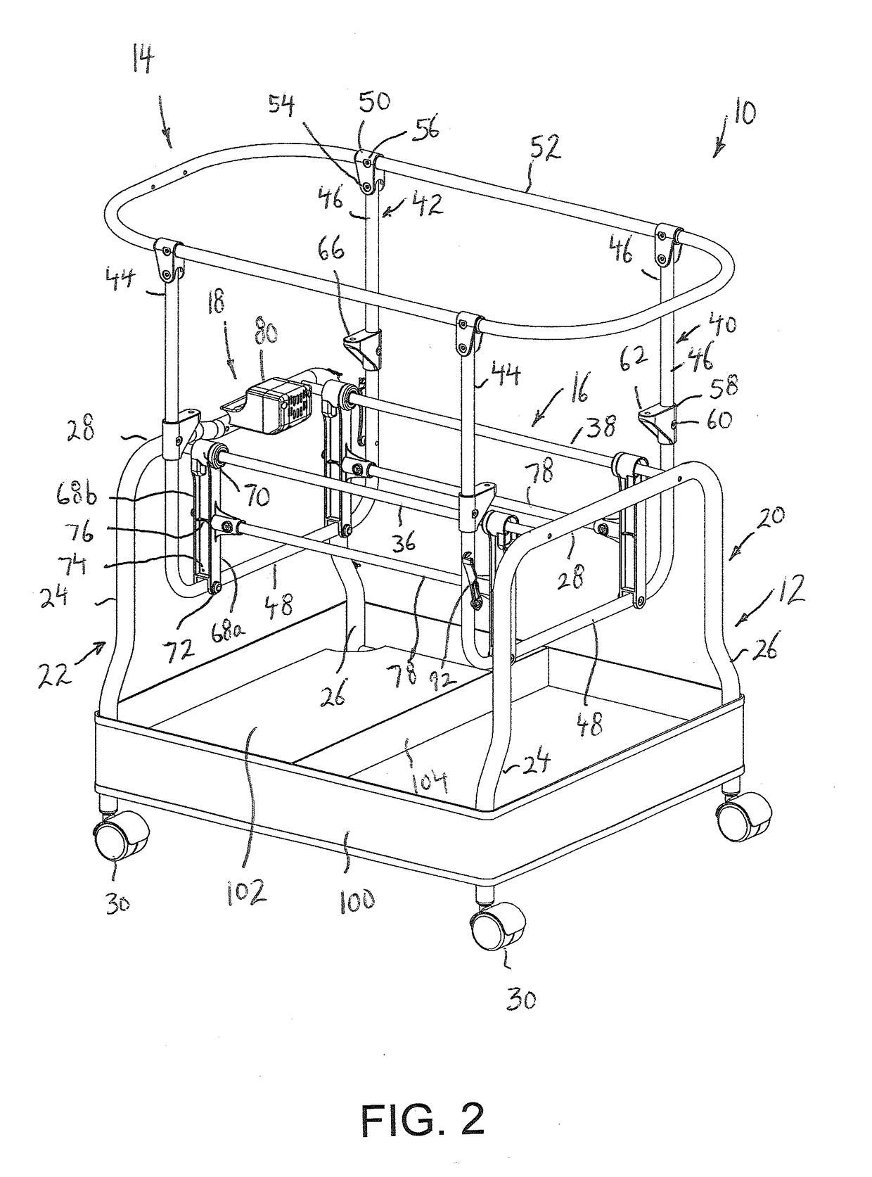Bassinet with electromagnetic drive