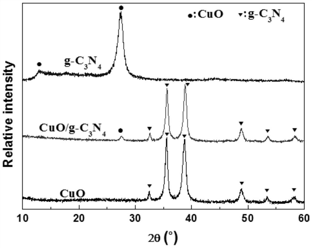 CuO/g-C3N4 photocatalyst as well as preparation method and application thereof