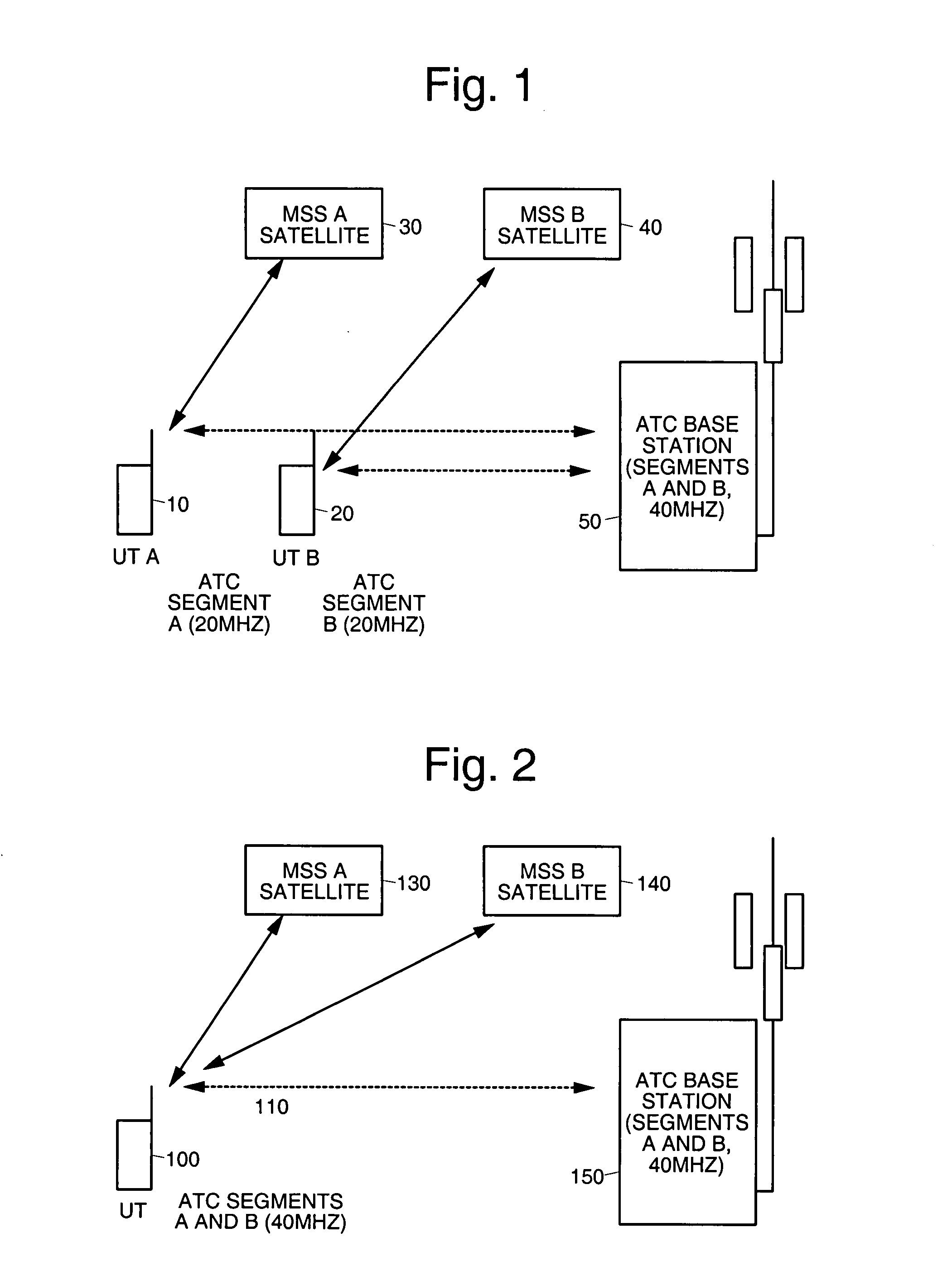 Ancillary terrestrial component services using multiple frequency bands