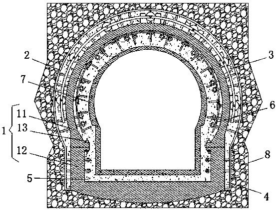 Supporting structure for tunnel with weak surrounding rock