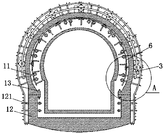 Supporting structure for tunnel with weak surrounding rock