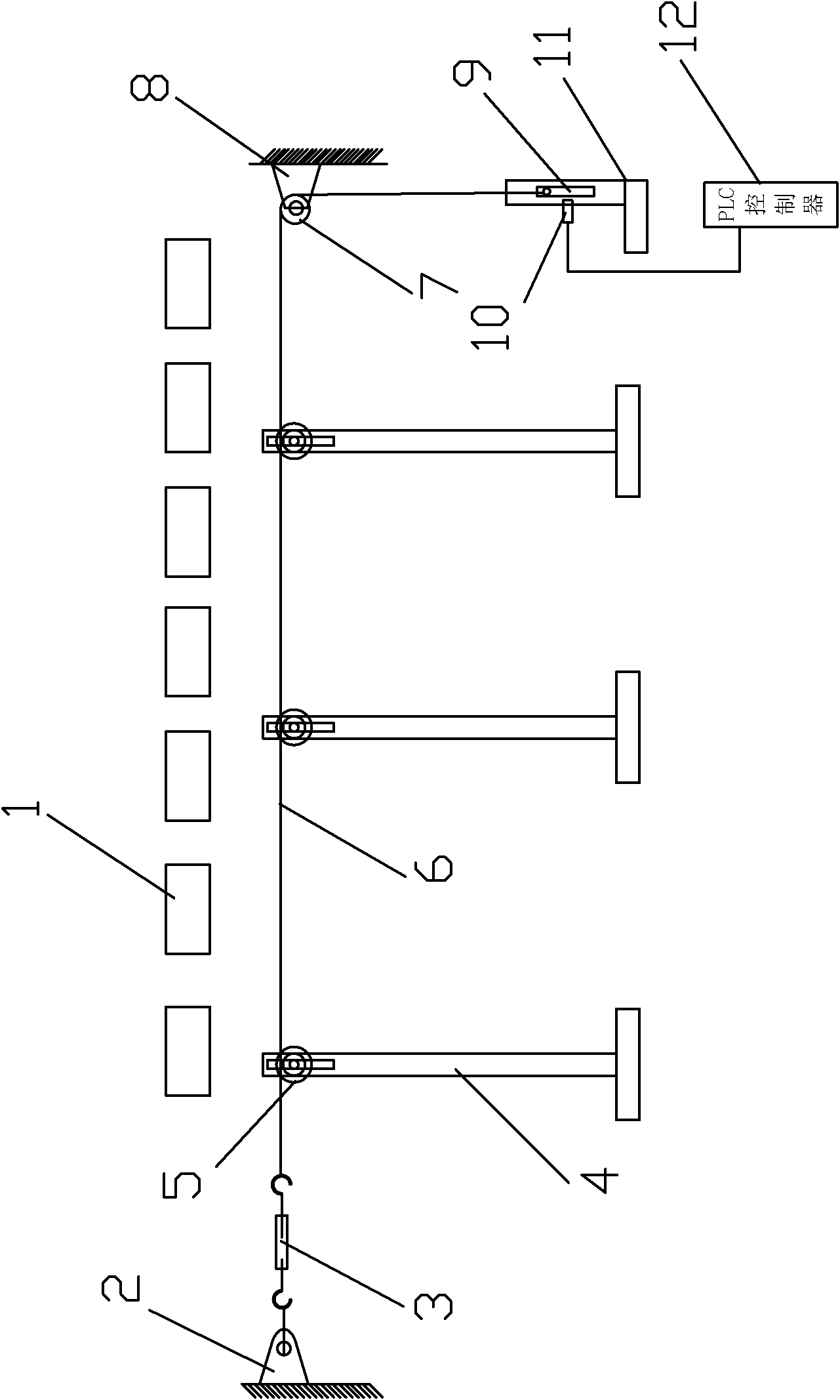 Method for detecting broken chains of swaying rack chain fall