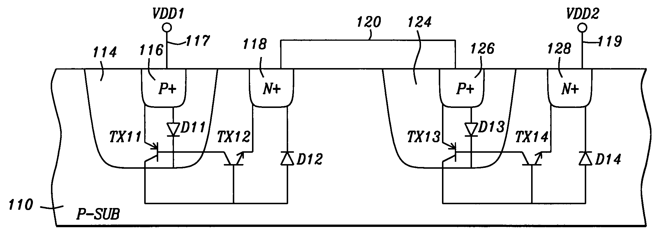 Novel stacked string for power protection and power connection