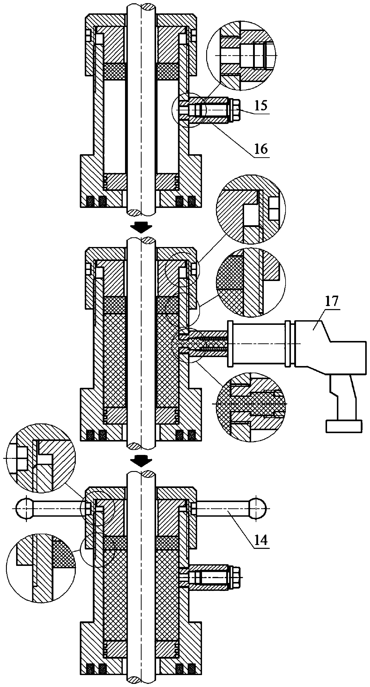 Servo deviation adjustment rod sealing and hydraulic driving blowout preventing integrated device