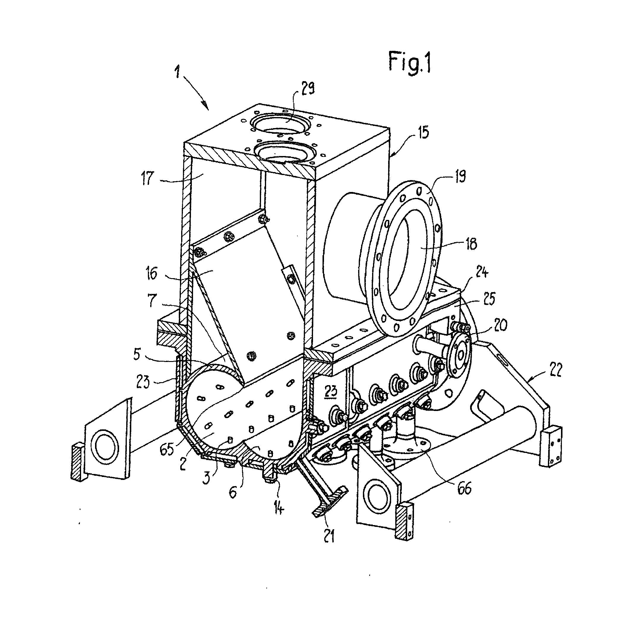 Double shaft reactor/mixer and system including an end cap for a reactor/mixer and a discharge screw connector block