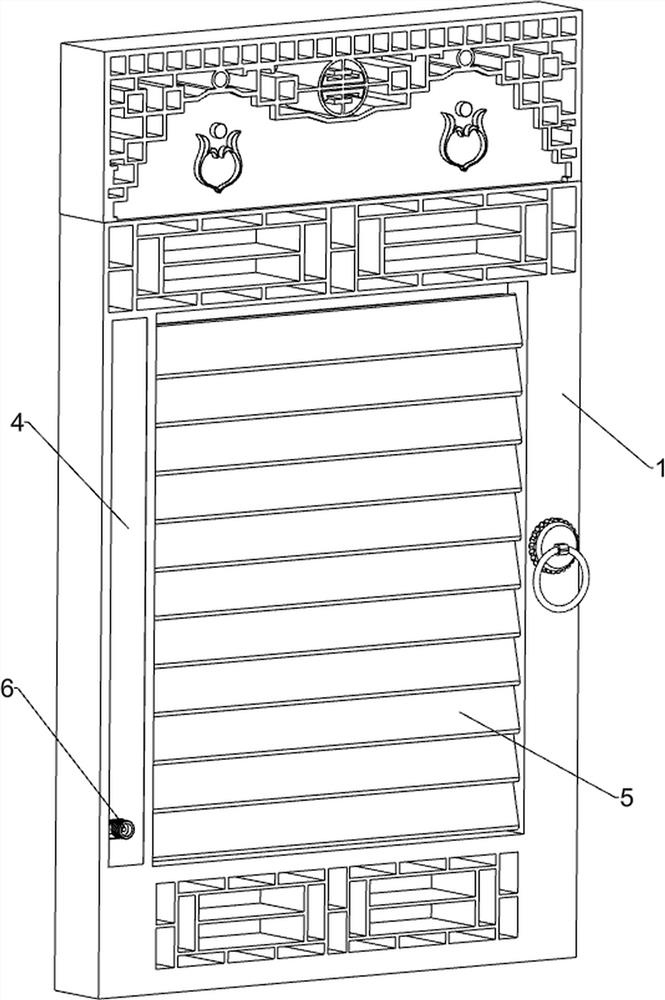 Environment-friendly ancient building wooden door capable of hiding screen window