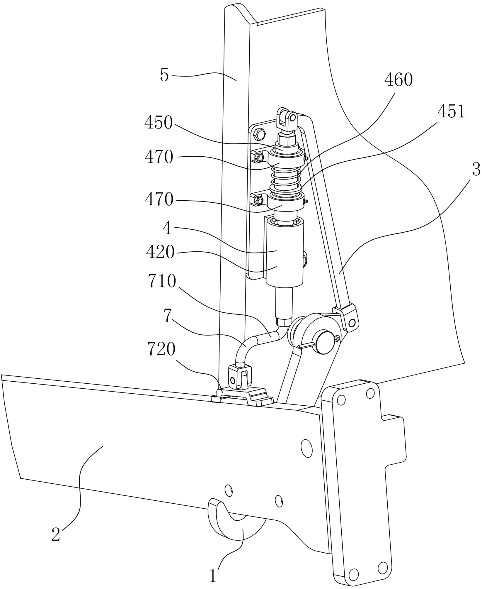 Automatic positioning device in lifting of large arm of spreader and spreader